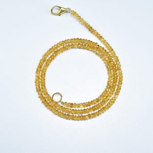 AAA Quality Citrine Faceted Rondelle Gemstone Beads Necklace, Natural Citrine Beaded Necklace 3mm, Citrine Jewelry Necklace, Necklace