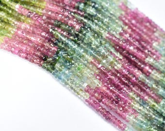 Multi Tourmaline Rondelle Beads, AAA Tourmaline Faceted Beads, 3-3.5mm Multi Tourmaline Beads, Natural Tourmaline Gemstone Beads, Tourmaline