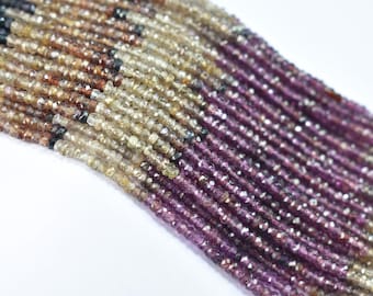 Tundra Sapphire Faceted Rondelle Beads, AAA Multi Tundra Sapphire Beads, Natural Tundra Sapphire Rondelle 2.5-3mm, Tundra Wholesale Beads
