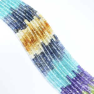 Mix Stone Multi Faceted Rondelle Beads, 3mm Multi Gemstone Rondelle, Natural Multi Faceted Beads, Multi Color Gemstone Beads, Handmade Beads