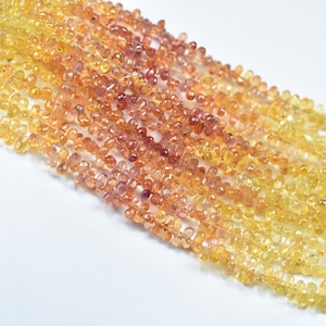 AAA++ Yellow Sapphire Faceted Drops Beads, 2X3.5-2.5X4mm Sapphire Teardrop, Natural Sapphire Shaded Faceted Beads, Sapphire Briolette Beads