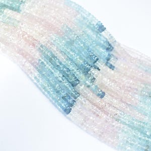 4-5mm Aquamarine Multi Faceted Tyre Beads, Top Quality Aquamarine Heishi Beads, Natural Aquamarine Faceted Beads, Aquamarine Wheel Cut Beads