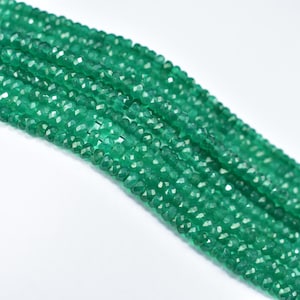 4-5mm Green Onyx Rondelle Beads, Natural Green Onyx Beads, Green Onyx Faceted Beads, Green Onyx Gemstone Beads, Green Onyx Wholesale Beads