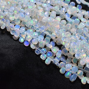 Ethiopian Opal Smooth Pear Beads, Top Quality Opal Briolette, Natural Ethiopian Opal Beads 3.5X5.5-6X8.5mm, Opal Plain Pear Beads, Fire Opal