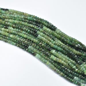 Natural Emerald Faceted Beads, 2.5-3.5mm Emerald Shaded Beads, Emerald Rondelle Beads, Natural Emerald Gemstone Beads, Zambian Emerald Beads