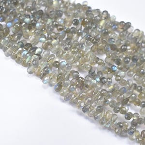 Natural Labradorite Faceted Drops Beads, 4X6-4X6.5mm Labradorite Teardrop Beads,  Labradorite Side Drilled Bead, Labradorite Briolette Beads