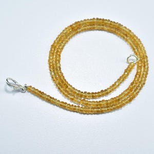 Natural Citrine Faceted Rondelle Gemstone Beaded Necklace 3mm, Top Quality Citrine Bead Necklace, Citrine Jewelry Necklace, Citrine Necklace