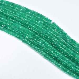 Green Onyx Faceted Rondelle Beads, Natural Green Onyx Beads 3-3.5mm, AAA Green Onyx Rondelle Shape Beads, Green Onyx Jewelry Making Beads