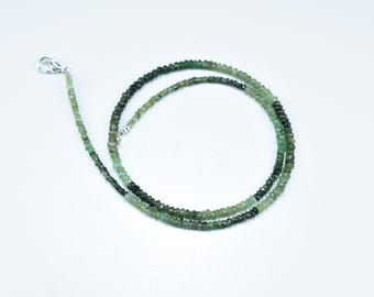 Zambian Emerald Shaded Faceted Rondelle Gemstone 16 Inch Beads Necklace, Emerald Beaded Necklace 2.5-3.5 mm, Natural Emerald Necklace