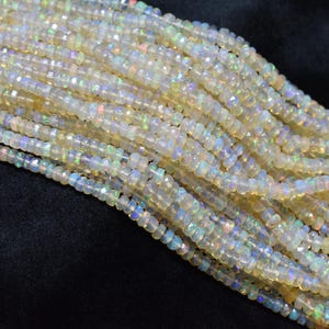 Ethiopian Opal Faceted Rondelle Beads, 3.5-4mm Ethiopian Opal Faceted Beads, Natural Ethiopian Opal Beads, Welo Opal Bead, Flashy Opal Beads