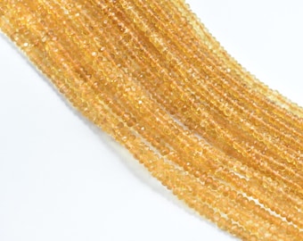 Contas de citrino facetadas, contas de citrino natural de 3 mm, rondelle de citrino de qualidade AAA, contas facetadas de citrino, contas de citrino para fabricação de joias