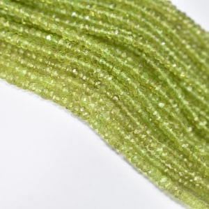 Peridot Faceted Rondelle Beads, 3.5-4mm Natural Peridot Faceted Beads, AAA Quality Peridot Rondelle Shape Bead, Peridot Jewelry Making Beads
