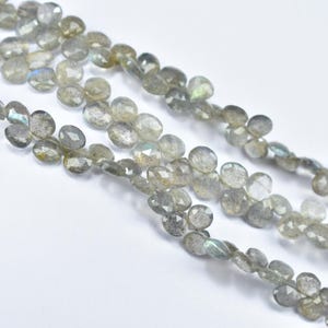 Labradorite Heart Faceted Beads, 6-7mm Labradorite Heart Shape Beads, Labradorite Briolette Beads, Natural Labradorite Beads, Gemstone Beads
