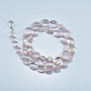 Natural Rose Quartz Smooth Oval Gemstone Beaded Necklace 6X7.5-8.5X11mm, AAA Quality Rose Quartz Plain 16&quot; Beads Necklace, Jewelry Necklace