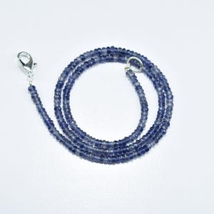 Natural Iolite Rondelle Faceted Gemstone Beads Necklace 3.5mm, Best Quality Iolite Beaded Necklace, Iolite Faceted Handmade Necklace