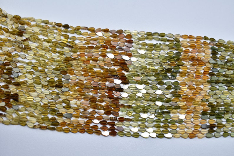Natural high quality petrol tourmaline flat pear shape gemstone beads 13 inch 1 strand 3X5mm to 3X6mm approx
