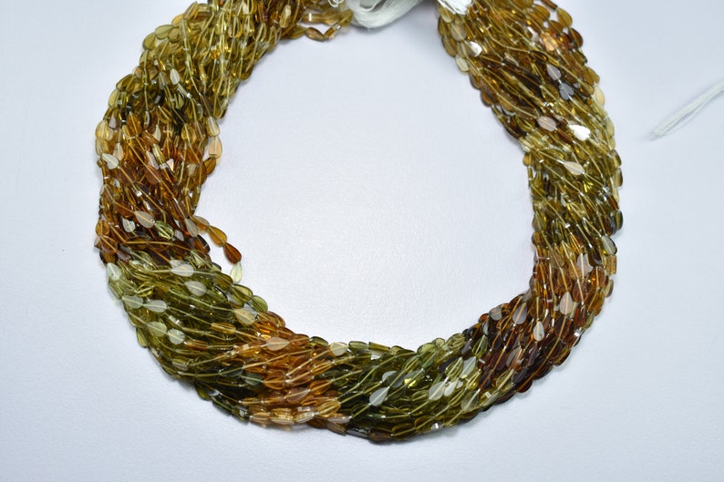 Natural high quality petrol tourmaline flat pear shape gemstone beads 13 inch 1 strand 3X5mm to 3X6mm approx