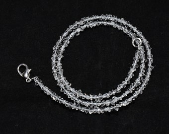 Clear White Herkimer Diamond Quartz Beaded Necklace, Herkimer Diamond Faceted Beads Necklace, Diamond Quartz Nugget Shape Beads Necklace