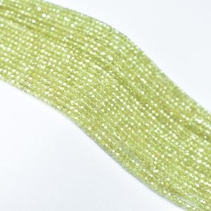 Light Green Cubic Zircon Faceted Rondelle Beads, 2.5mm Cubic Zircon Beads, Zircon Rondelle Beads, Zircon Gemstone Beads, Zircon Beads Strand