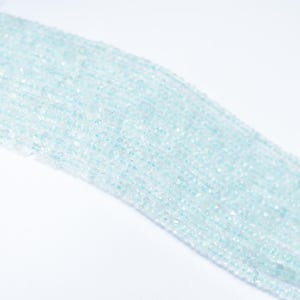 3.5mm Aquamarine Faceted Rondelle Beads, Natural Aquamarine Bead, Aquamarine Rondelle Shape Beads, Aquamarine Center Drill Beads, Aquamarine