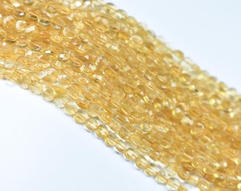 5 x 6 mm フラットファセットシトリンコインビーズストランド (長さ 16