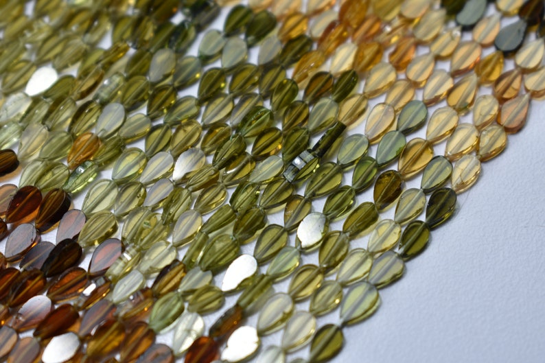 Natural high quality petrol tourmaline flat pear shape gemstone beads 13 inch 1 strand 3X5mm to 3X6mm approx