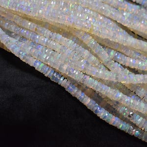 Ethiopian Opal Faceted Tyre Beads, Top Quality Opal Gemstone Faceted Bead, 4-6.5mm Ethiopian Opal Heishi Beads, Natural Opal Wheel Cut Beads
