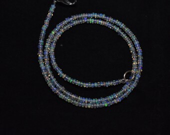 Ethiopian Opal Beads Necklace, Opal Beaded Necklace, Ethiopian Opal Smooth Jewelry Necklace,Ethiopian Welo Fire Opal Rondelle Beads Necklace