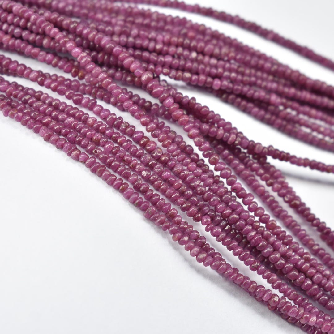 2.5-3mm Ruby Smooth Rondelle Beads, Ruby Plain Beads, Ruby Gemstone ...