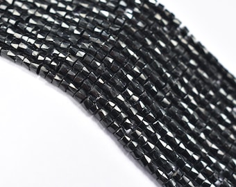 Natürliche schwarze Spinell facettierte Reifen Perlen, schwarze Spinell Rad Form Perlen, 3,5 mm schwarze Spinell Heishi Perlen, schwarze Spinell Schmuck machen Perlen