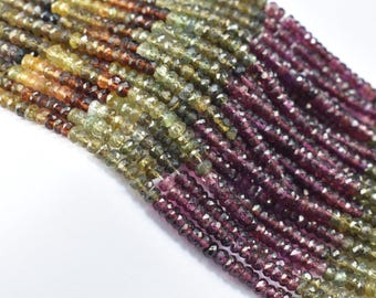 Tundra Sapphire Faceted Rondelle Beads, Natural Multi Tundra Sapphire Faceted Beads, 4mm Tundra Sapphire Rondelle Bead, Jewelry Making Beads