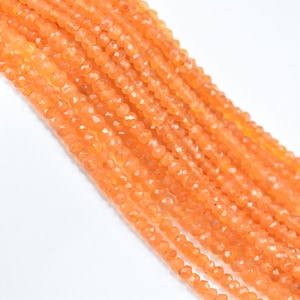 Natural Carnelian Faceted Rondelle Beads, Orange Carnelian Beads, Carnelian Faceted Bead, Carnelian Gemstone, Carnelian Jewelry Making Beads