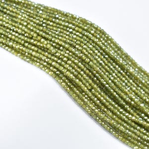 Green Cubic Zircon Faceted Rondelle Beads, 2.5mm Zircon Faceted Beads, Cubic Zircon Bead, Zircon Rondelle Beads, Zircon Jewelry Making Beads