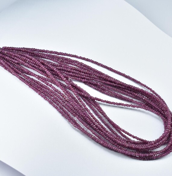 Perline Rondelle Sfaccettate In Rubino St. Da 15", 4 X 3 Mm, Filo - Foto 8