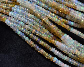 Ethiopian Opal Smooth Rondelle Beads, Top Quality Opal Shaded Beads, Natural Ethiopian Opal Beads 3-4.5mm, Flashy Opal Bead, Welo Opal Beads