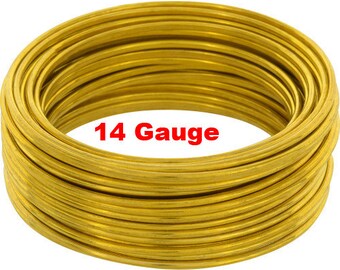 14 Gauge Pure Brass Wire, Round Jewelry Wrapping Wire, Solid Golden Wire for Jewellery Making