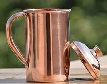 100% Pure Copper Water Jug, Water Purification, Home, Kitchen, Office, Gifts, Ayurveda Yoga health benefits - 1.5 Litre Water Storage