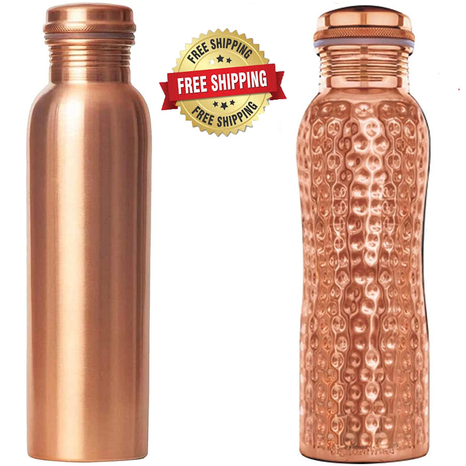 Kitchen Science - Hammered Design Copper Water Bottle with Free Sleeves and  Carrying Bag