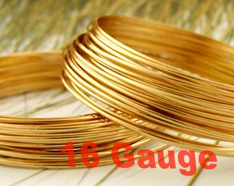 16 Gauge Pure Brass Wire, Round Jewelry Wrapping Wire, Solid Golden Wire for Jewellery Making