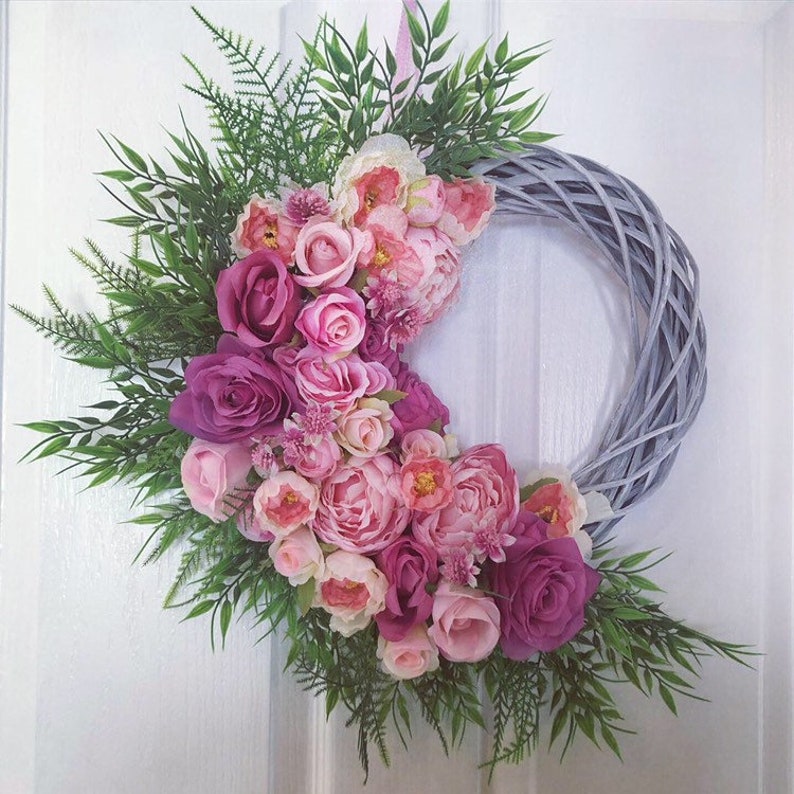 Pink and White Peony wreath wedding Bouquet Wreath nursery decor SALE Square Spring Peony wreath Wedding door farmhouse wreath