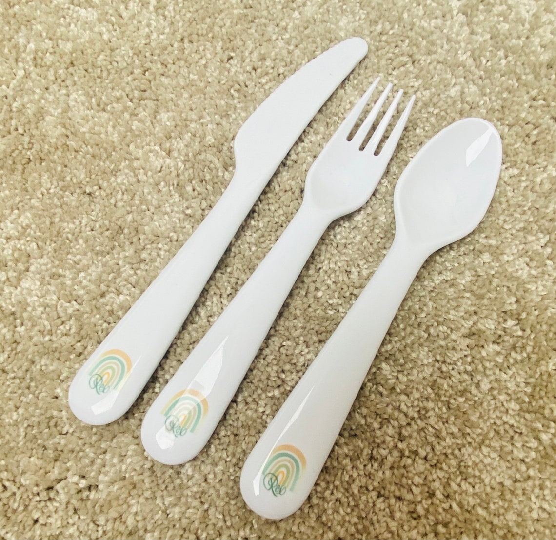 Personalised Rainbow Plastic Cutlery Gift for Baby Gift Etsy UK