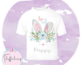 Personalised easter girl tshirt. Personalised easter top. Easter gift. Girls easter gifts. Easter bunny gifts. Personalised easter.