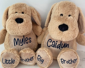 Personalised Dog Teddy, Plush Puppy Cuddly Toy, Little Sister, Memory Proposal, Big Brother Little Brother, Stuffed teddy bear