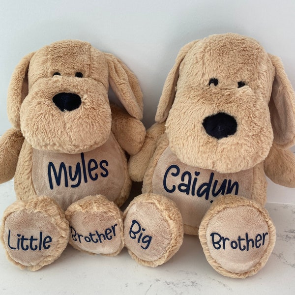 Personalised Dog Teddy, Plush Puppy Cuddly Toy, Little Sister, Memory Proposal, Big Brother Little Brother, Stuffed teddy bear