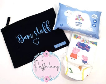 Personalised Nappy Bag Pouches - Changing Bag Pouch - Babies Spare Clothes - Baby Nappies & Wipes - Hospital accessory bags - Clean Bum Kit