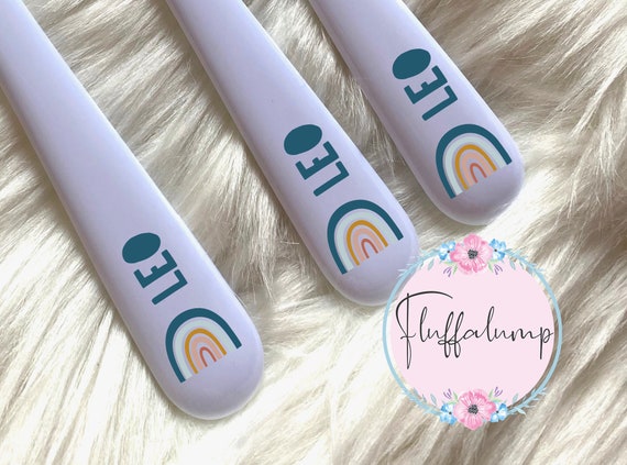 Personalised Rainbow Plastic Cutlery Gift for Baby Gift for Children  Christening Baptism 1st Birthday Gift Rainbow Gift New Baby 