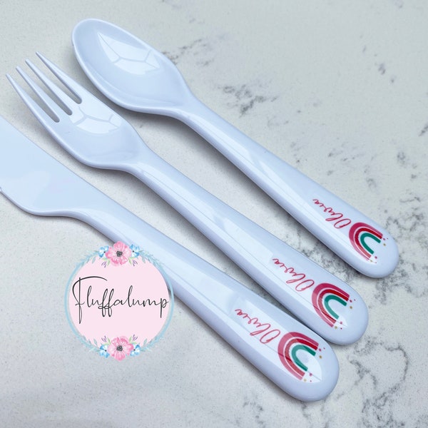 Personalised Rainbow Plastic Cutlery - Gift for Baby - Christening Baptism - 1st Birthday Gift - baby besteck personalisiert