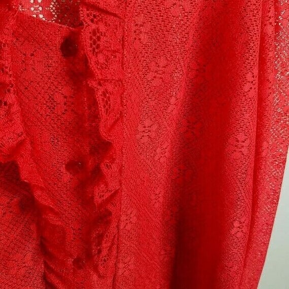 Vintage 70s Little House Creations Red Lace Blous… - image 5