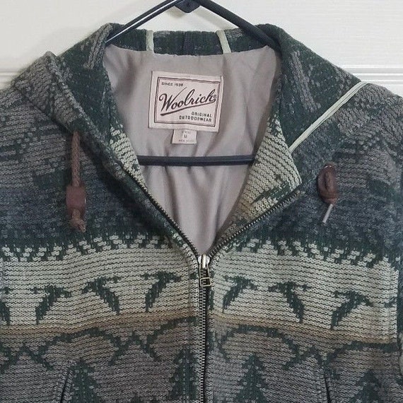 Woolrich Blanket Front Zip Hooded Coat Draw String