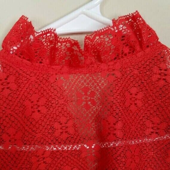 Vintage 70s Little House Creations Red Lace Blous… - image 7